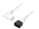 Cablu IEC C13 mamă 90&deg; - IEC C14 tată, 5m, 10A, alb, 3x1mm&sup2;