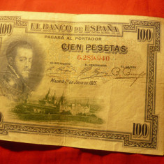 Bancnota 100 pesetas Spania Republicana 1925 ,fara litera ,cal. VF
