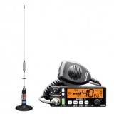 Statie Radio CB President Barry II + Antena CB President Missouri, 72cm, Magnet 125mm, AM/FM, USB, 12/24V