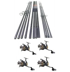 Set 4 Lansete Crap Komodo 3, 60m, 3 Segm si 4 Mulinete Glamour 7000, 11 Rulmenti