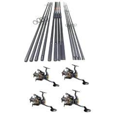 Set 4 Lansete Crap Komodo 3, 60m, 3 Segm si 4 Mulinete Glamour 7000, 11 Rulmenti