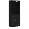 Dulap inalt, negru, 69,5x34x180 cm, lemn compozit