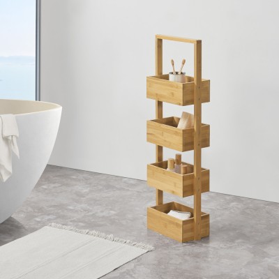 Raft uz casnic din bambus 4 compartimente depozitare Bardu 88 cm [en.casa] HausGarden Leisure foto