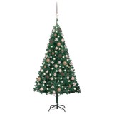 Cumpara ieftin Brad Craciun pre-iluminat cu set globuri, verde, 120 cm, PVC