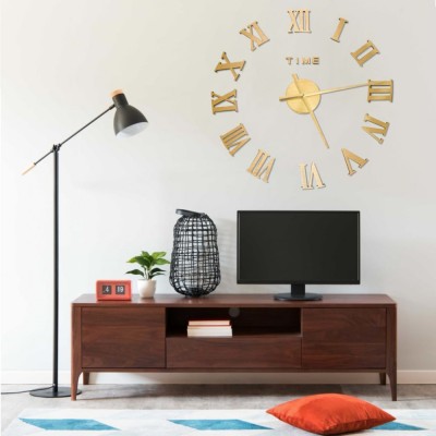 Ceas de perete 3D, auriu, 100 cm, XXL, design modern foto