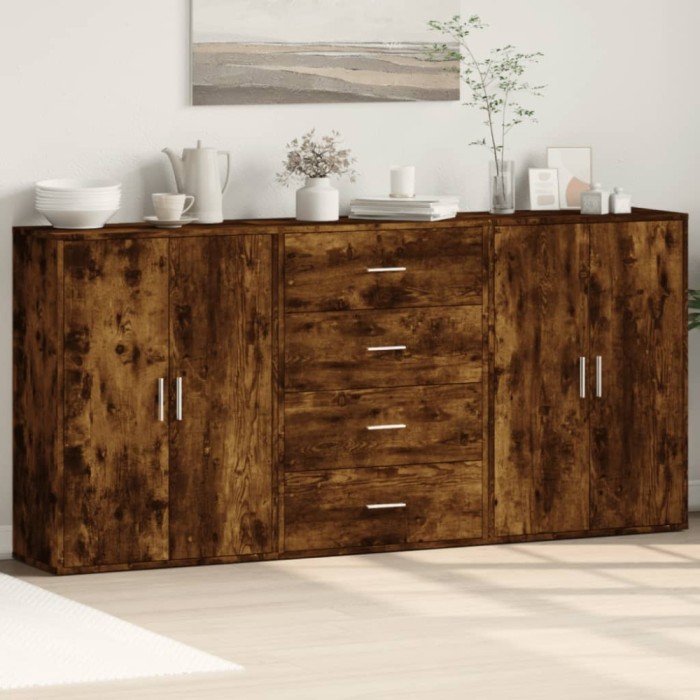 vidaXL Dulapuri, 3 buc., stejar fumuriu, 60x31x84 cm, lemn prelucrat 3276578