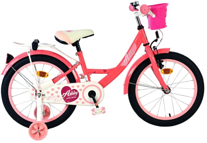 Bicicleta pentru fete Ashley, 18 inch, culoare roz, frana de mana + contra Cod:51802