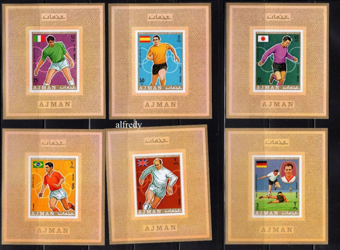 AJMAN 1970, Fotbal, Mexic, bloc neuzat, MNH