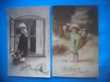 HOPCT 1779 COPII--ROMANTICA-FRANTA-LOT 2 CARTI POSTALE VECHI-CIRCULATE, Circulata, Printata