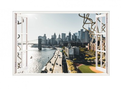 Sticker decorativ, Fereastra 3D, New York, 85 cm, 689STK foto