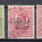 ROMANIA 1918 LP 70 II CAROL I TIPOGRAFIATE SUPRATIPAR 1918 +SUPRATIPAR RASTURNAT+ABKLATSCH STAMPILAT/SARNIERA