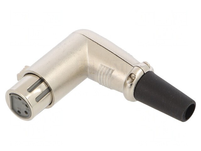 Mufă XLR Mamă 4 PIN 90&deg; Lipire Argint