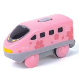 Locomotiva roz de jucarie cu baterii pentru copii