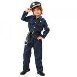 Costum Politie Copii, Set 9 Piese: Pantaloni, Bluza, Sapca, Curea, Pistol, Catuse, Baston, Fluier. Marimi XS, S, M, L