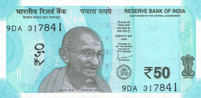 INDIA █ bancnota █ 50 Rupees █ 2019 █ P-111 █ UNC █ necirculata foto