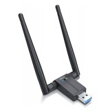 Adaptor Wireless Techstar&reg; AC 1200 Dual-Band, 1200Mbps, USB 3.0, 2.4G/5G, Long Range, 2 Antene, Negru