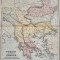 Harta a Balcanilor, cu reprezentare a Romaniei, tiparita in anul 1881