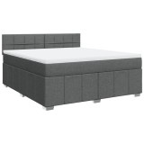 Cumpara ieftin Pat box spring cu saltea, gri inchis, 180x200 cm, textil