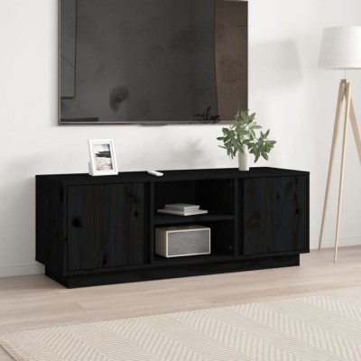 vidaXL Comodă TV, negru, 110x35x40,5 cm, lemn masiv de pin 814478 foto