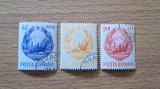 Lot 3 Timbre Romania 1965 Stema Republicii Socialiste Romania RSR 40B 55B 1.60L Stampilate - RO1