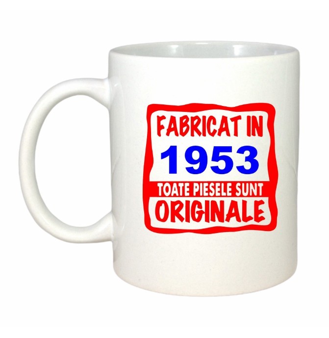Cana alba personalizata Fabricat in 1953 toate piesele sunt originale, INOVATIX&reg;. 330ml