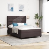 VidaXL Pat cu arcuri cu saltea Maro &icirc;nchis 160 x 200 cm țesătură
