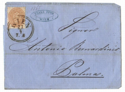 Austria &amp;Ouml;sterreich 1865 Postal History Rare, Cover Wien to Palma D.072 foto