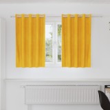 Draperii opace cu ocheți, 2 buc., galben muștar, catifea