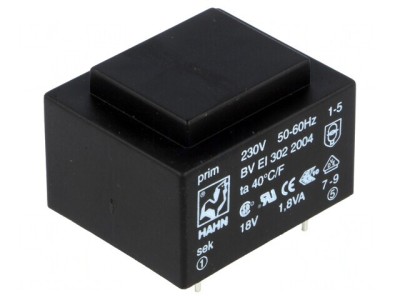 Transformator &amp;Icirc;ncapsulat 1,8VA 230V 18V 100mA PCB foto