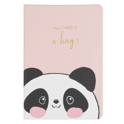 Carnet Notițe A5, Panda, Copertă Roz, Mesaj Auriu, 80 File foto