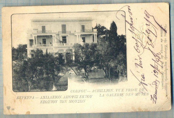 AD 669 C. P. VECHE-CORFOU- ACHILLION -GRECIA-CIRC1903-IRENE PETRIDES, BRAILA