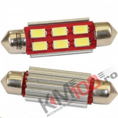 Bec LED SOFIT 42MM 6 SMD 5730 12V ALBA CANBUS COD: PT89 foto