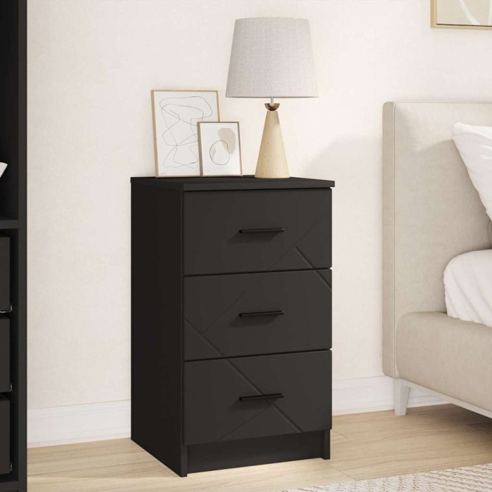 vidaXL Dulap de noapte cu sertar Negru 38 x 38 x 66 cm Lemn compozit