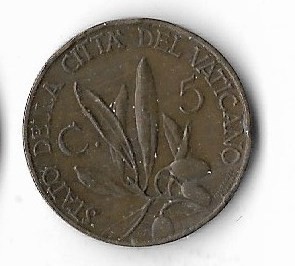 Moneda 5 centesimi 1931 - Vatican foto