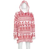 Bluza pentru adulti cu design scandinav de Craciun, oversize, 85x118 cm, rosu Household NewTrend