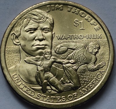 1 Dollar 2018 USA, Jim Thorpe, Sacagawea, unc, litera D foto