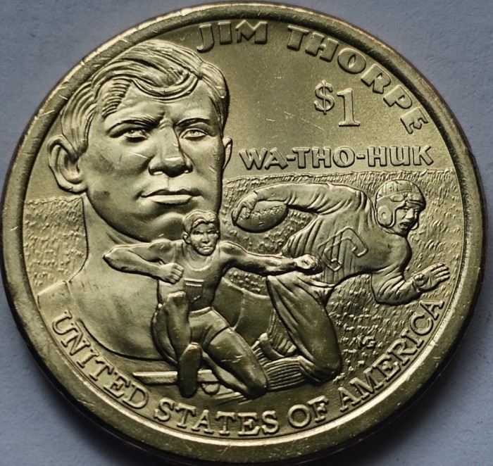 1 Dollar 2018 USA, Jim Thorpe, Sacagawea, unc, litera D