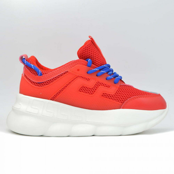 Sneakers Dama MBrands cu talpa flexibila, culoare rosu cu albastru - 38