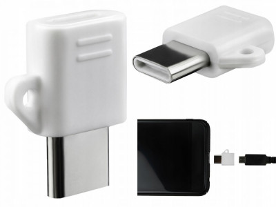 Adaptor Lightning de la Micro USB la USB-C 3.0 - 3.1, culoare Alb foto