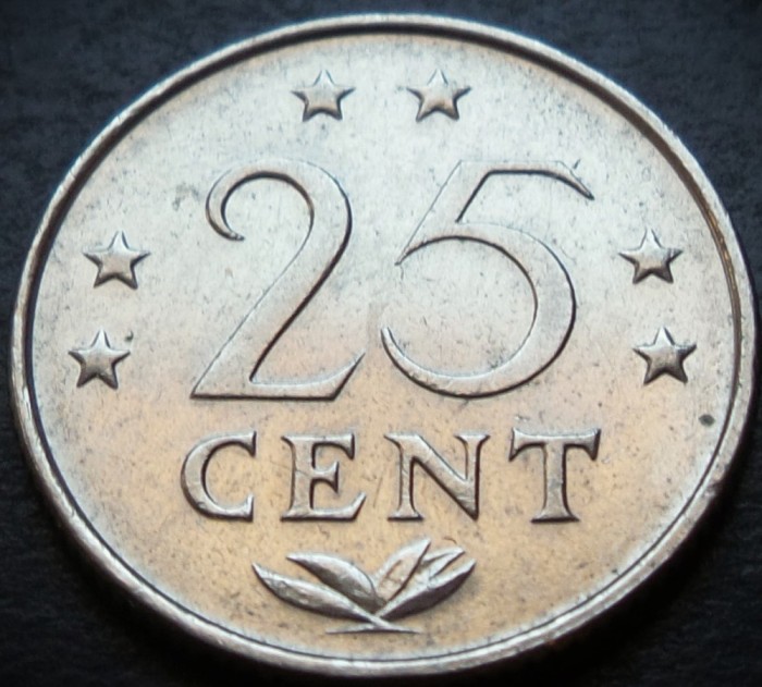 Moneda exotica 25 CENTI - ANTILELE OLANDEZE (Caraibe), anul 1978 * cod 4546