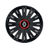 Set 4 Capace Roti pentru Renault Nou, model Active Black Cu Inel Rosu, R16, RENAULT