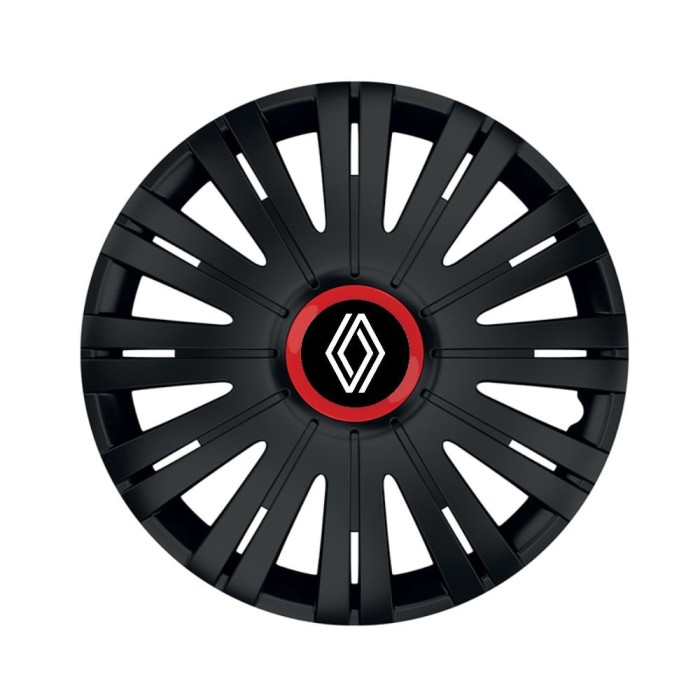 Set 4 Capace Roti pentru Renault Nou, model Active Black Cu Inel Rosu, R16, RENAULT