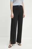 BOSS pantaloni femei, culoarea negru, drept, high waist, 50537782