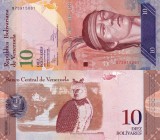 VENEZUELA 10 bolivares 19 august 2014 - prefix X UNC!!!