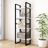 Cumpara ieftin Bibliotecă cu 4 rafturi, alb, 60x30x140 cm, lemn masiv de pin