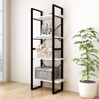 Gossi biblioteca cu 4 rafturi, alb, 60x30x140 cm, lemn masiv de pin foto