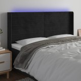 VidaXL Tăblie de pat cu LED, negru, 163x16x118/128 cm, catifea