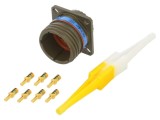 Conector militar AMPHENOL D38999/20WE6PN, mufa tată 6 pini, dimensiune 17, olive crimped