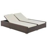 Cumpara ieftin Șezlong de plajă dublu, maro, poliratan