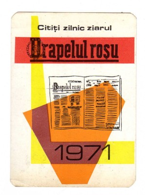 CALENDAR DE BUZUNAR DRAPELUL ROSU 1971 foto